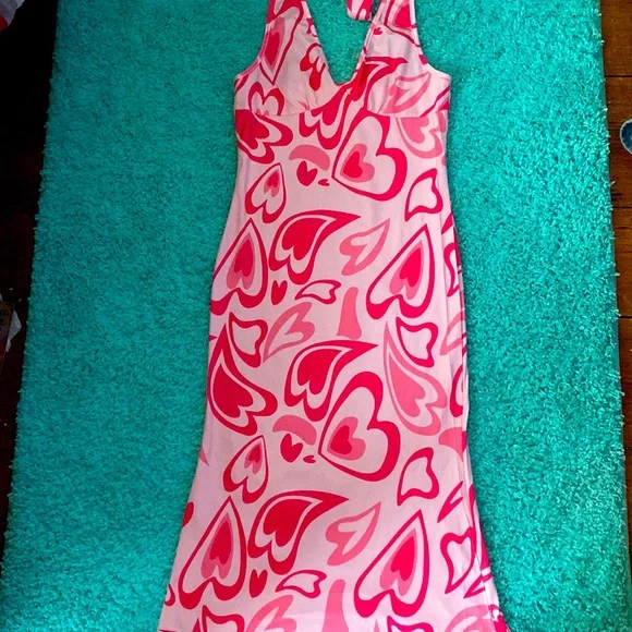 SHEIN | Dresses | Pink Heart Fitted Halter Dress | Poshmark